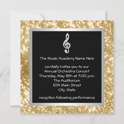 Elegante muziek Treble Clef uitnodiging (Achterkant)