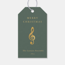 Elegante Muziekgouden Sol Sleutel Kerstmis Cadeaulabel