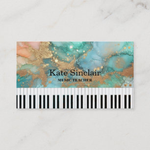 Elegante Muziekleraar Pianotoetsen Muzikaal Visitekaartje