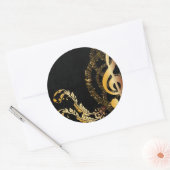 Elegante muzieknota Luxe ontwerp Ronde Sticker (Envelop)