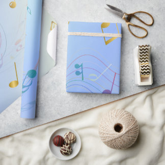 Elegante muzieknoten in blauwe gradiënt cadeaupapier