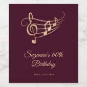 Elegante Muzieknoten verjaardag Wijn Etiket (Enkel label)