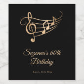 Elegante Muzieknoten verjaardag Wijn Etiket (Enkel label)