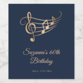 Elegante Muzieknoten verjaardag Wijn Etiket (Enkel label)