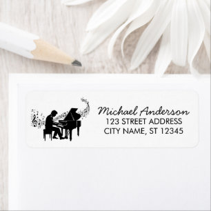 Elegante Muzieknoten voor Groot Piano Retouradres Etiket