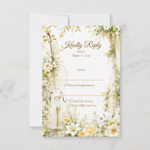 Elegante Muziektuin Bruiloft RSVP Kaartje