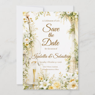 Elegante Muziektuin Bruiloft Save The Date