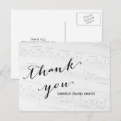 Elegante muzikale bruiloft bedankt briefkaart (Voorkant / Achterkant)