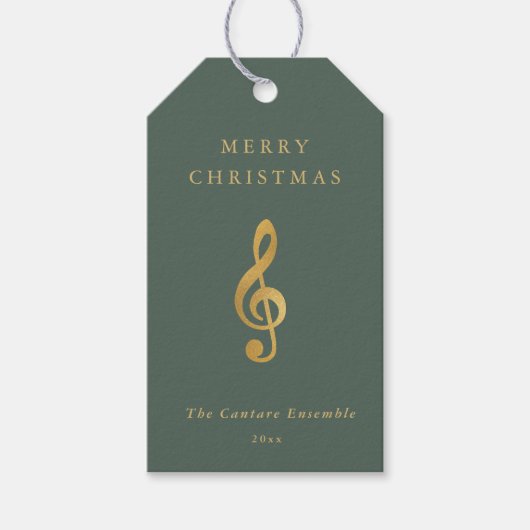 Elegante muzikale gouden vioolsleutel Kerstmis Cadeaulabel (Voorkant)