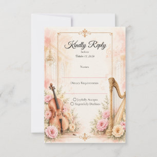 Elegante Muzikale Trouw Bruiloft RSVP Kaartje