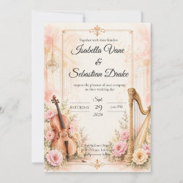 Elegante Muzikale Trouw Huwelijk Kaart