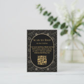 Elegante mystieke bruiloft RSVP QR Code Zwart Goud Informatiekaartje (Staand voorkant)
