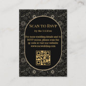 Elegante mystieke bruiloft RSVP QR Code Zwart Goud Informatiekaartje (Voorkant)