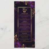Elegante mystieke gotische Paarse en gouden bruilo Menu (Voorkant)