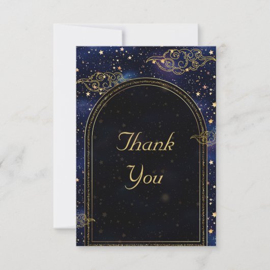 Elegante mystieke hemelse bruiloft bedankkaart (Voorkant)