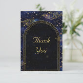 Elegante mystieke hemelse bruiloft bedankkaart (Staand voorkant)