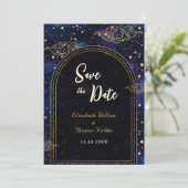 Elegante mystieke hemelse bruiloft save the date (Staand voorkant)