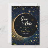 Elegante mystieke maan hemelse bruiloft save the date (Voorkant)