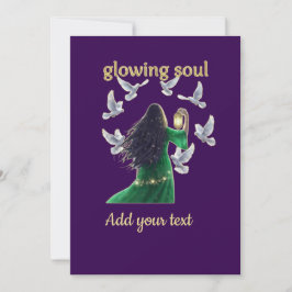 Elegante Mystieke Vrouwen En Duiven Goud Glitter Kaart