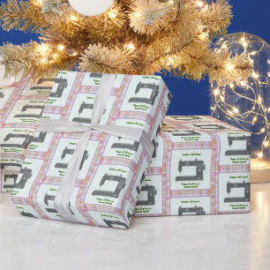 Elegante naaimachine Plaid Gemaakt met Liefde Cadeaupapier