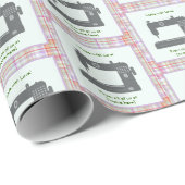 Elegante naaimachine Plaid Gemaakt met Liefde Cadeaupapier (Rol Hoek)