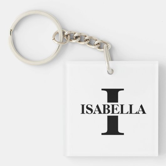 Elegante naam binnen initiële monogram ontwerp sleutelhanger (voorkant)