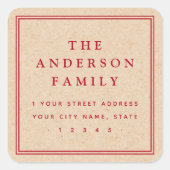 Elegante naam border Kraft look retouradres Vierkante Sticker (Voorkant)
