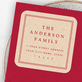 Elegante naam border Kraft look retouradres Vierkante Sticker