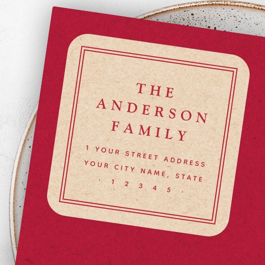 Elegante naam border Kraft look retouradres Vierkante Sticker