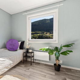 Elegante naam botanische lijn zwarte lavendel rond kussen