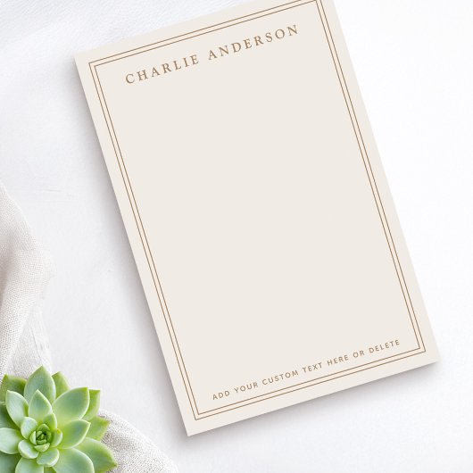 Elegante naam dubbele rand licht tan bruin post-it® notes