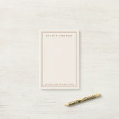 Elegante naam dubbele rand licht tan bruin post-it® notes (Op bureau)