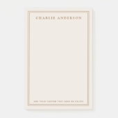 Elegante naam dubbele rand licht tan bruin post-it® notes (Voorkant)