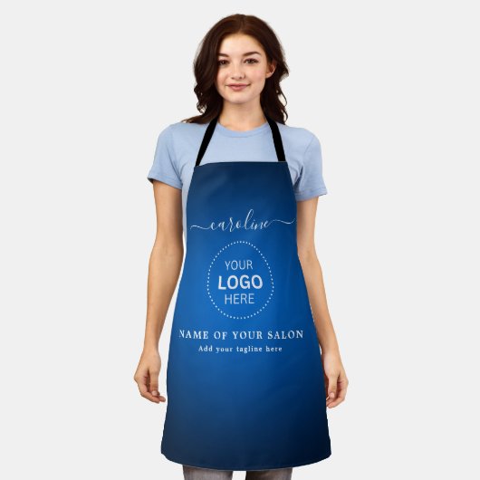 Elegante Naam en Logo kapsalon schort (Gedragen)