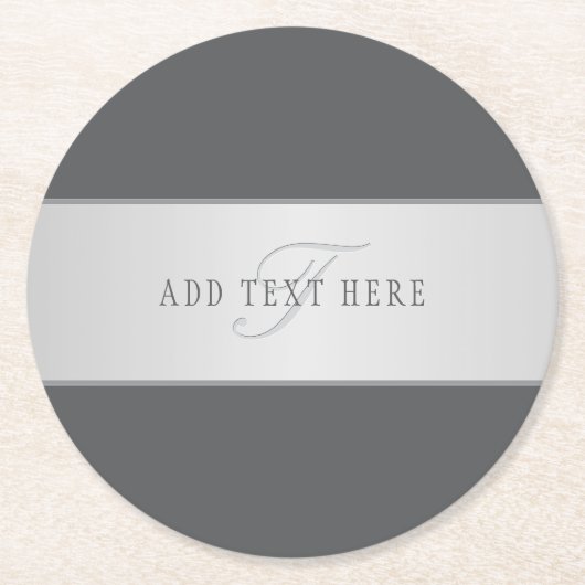 Elegante naam en monogram belettering (of andere t ronde kartonnen onderzetter (Voorkant)