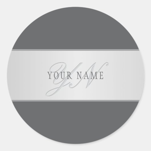 Elegante naam en monogram belettering (of andere t ronde sticker (Voorkant)