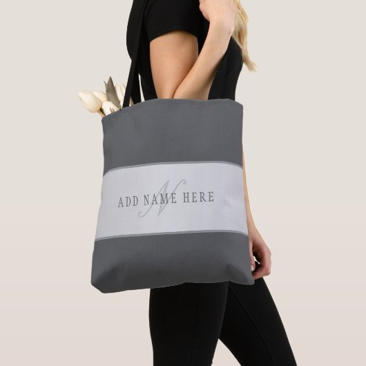 Elegante naam en monogram belettering (of andere t tote bag (Dichtbij)