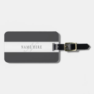 Elegante naam en monogram   Donker en lichtgrijs Bagagelabel