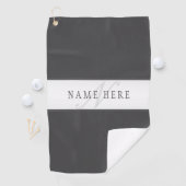 Elegante naam en monogram | Donker en lichtgrijs Golfhanddoek (Insitu)