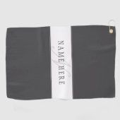 Elegante naam en monogram | Donker en lichtgrijs Golfhanddoek (Horizontaal)