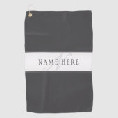 Elegante naam en monogram | Donker en lichtgrijs Golfhanddoek (Voorkant)