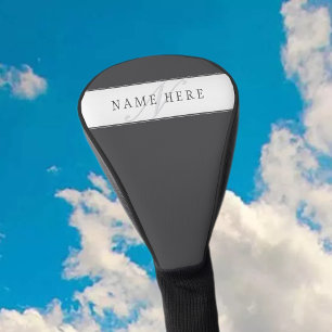 Elegante naam en monogram   Donker en lichtgrijs Golfheadcover