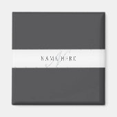 Elegante naam en monogram | Donker en lichtgrijs Magneet (Voorkant)