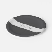 Elegante naam en monogram | Donker en lichtgrijs Papieren Bordje (Gekanteld)