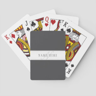 Elegante naam en monogram   Donker en lichtgrijs Pokerkaarten