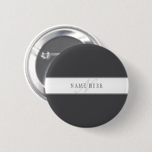Elegante naam en monogram   Donker en lichtgrijs Ronde Button 5,7 Cm
