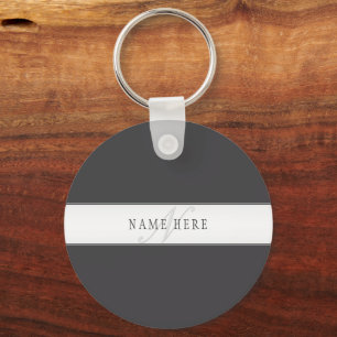 Elegante naam en monogram Donker en lichtgrijs Sleutelhanger