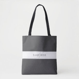 Elegante naam en monogram   Donker en lichtgrijs Tote Bag