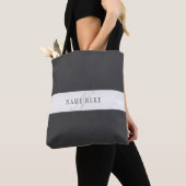 Elegante naam en monogram | Donker en lichtgrijs Tote Bag (Dichtbij)