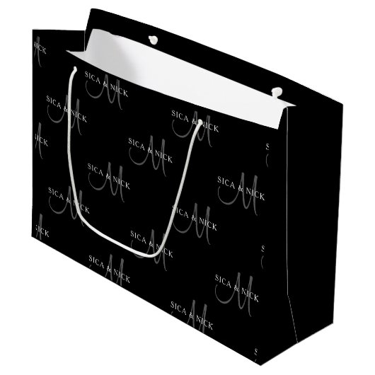 Elegante naam- en monogramcombinaties voor koppels groot cadeauzakje (Voorkant Gekanteld)